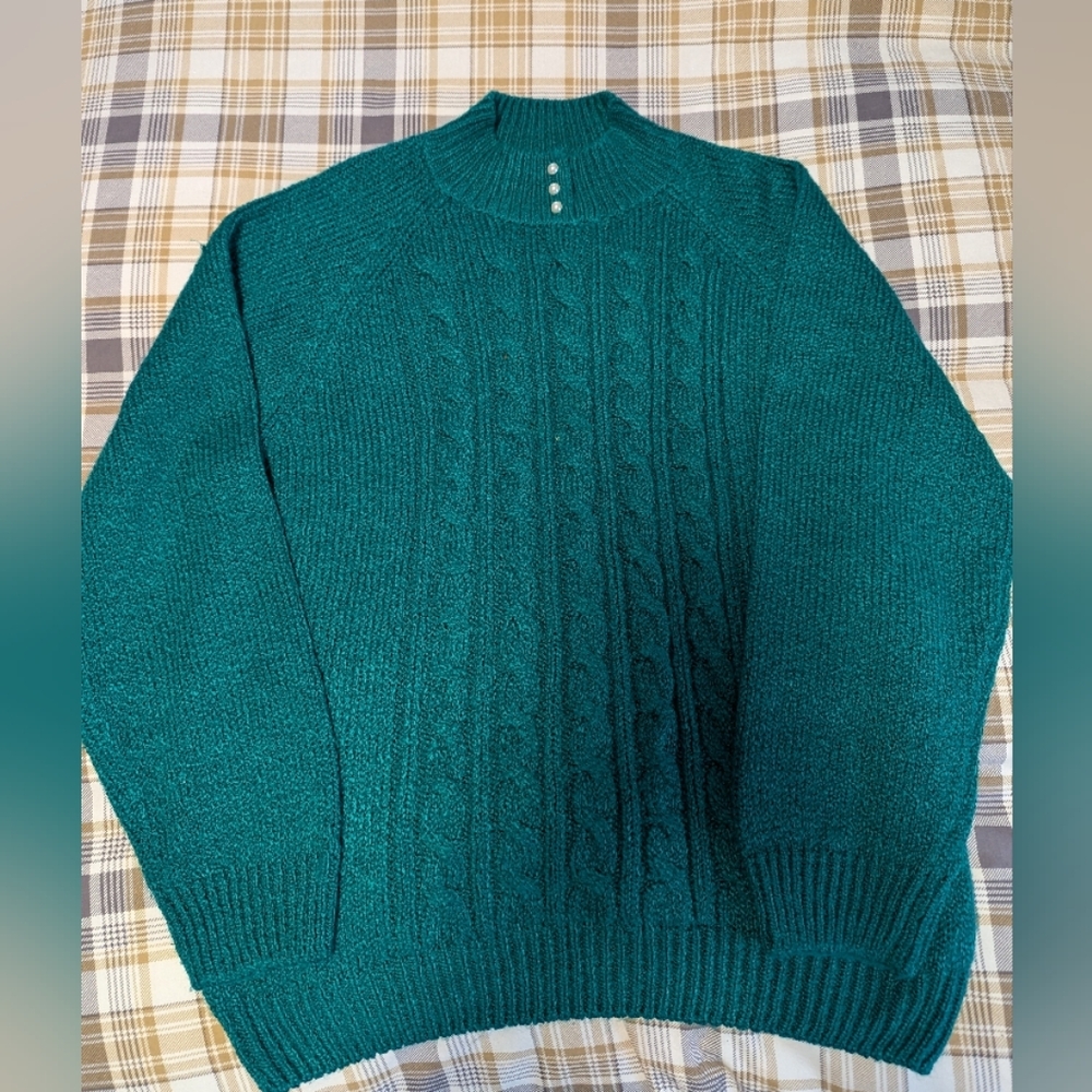Karen Scott Green Cable Knit Sweater
